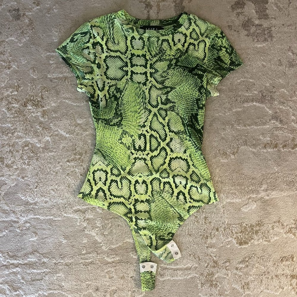 Snakeskin Bodysuit Lime Green